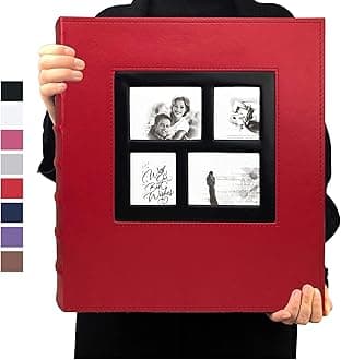RECUTMS Photo Albums 4x6 Holds 600 Photos Black Pages Large Capacity Leather Cover Wedding Family Baby Photo Album Books Horizontal and Vertical Photos (Red)
