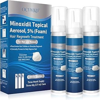 5% Minoxidil Foam For Men, Topical Foam, Biotin-Infused, Hair Growth Treatment, Unscented, 3-4 Month Supply, Supports Thicker And Fuller & Beard