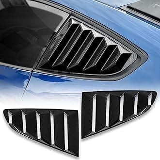 Rear Side Window Louvers Windshield Sun Shade ABS Window Cover Vent for Ford Mustang 2015-2022 Black Carbon Fiber Pattern, 2pcs
