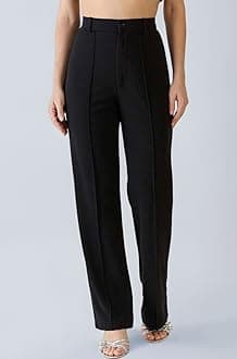 Women Polyester Blend Solid Trousers