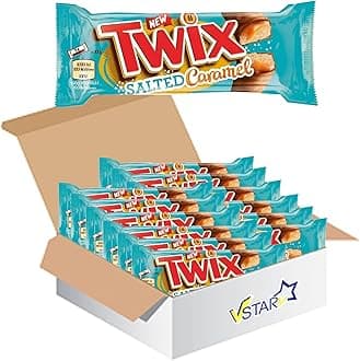 VSTAR All Chocolate Bars Collection (Twix Salted Caramel Biscuit Twin Bars 46g, Half Box), 1.0 count