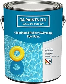 T A Paints Ltd Swimming Pool Paint Waterproof Rubber Pool High Chemical Protection Gloss Pool & Pond Chlorinated Rubber Coating (1 Litre, BS 00 A 05 Grey)