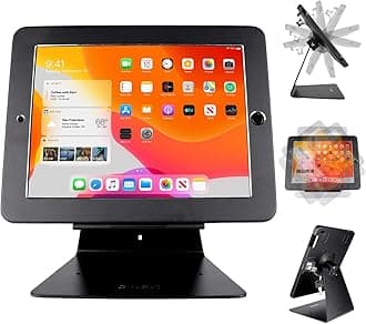 CarrieCathy Desktop Anti-Theft Security Kiosk POS Stand Holder Enclosure for 10.2" 20212020 2019 iPad 7th 8th 9th Gen, Flip & 360° Swivel Design