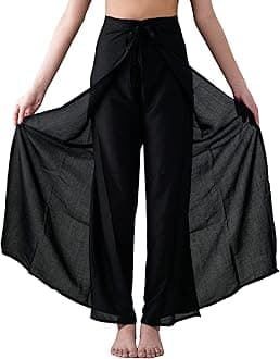 Women's Boho Palazzo Pants Wide Leg Yoga Wrap Tie Up Waist