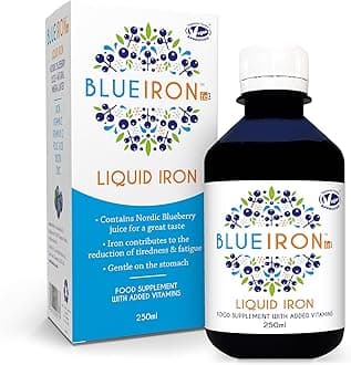 Liquid Iron Supplement with Nordic Blueberries + Vitamin C, Vitamin B12, Folic Acid, Biotin and Zinc | 250ml | Suitable for Vegans | Easily Absorbed and Gentle On The Stomach