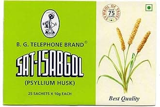 Telephone Brand, Psyllium Husk (Sat-Isabgol), 25 Sachets x 10gm, Pack of 1