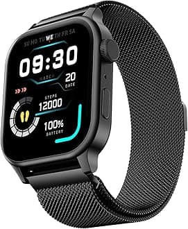 Rise Round Smart Watch 1.85″ HD Display with Bluetooth Calling, Rotating Crown, AI Voice Assistant, SpO2 & Heart Rate Monitor, 120+ Sports Modes, IP67 Waterproof Metal Smartwatch - Black