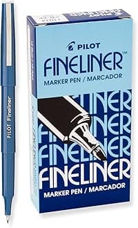 Pilot Fineliner Marker Pens, Fine Point, Blue Ink, Dozen Box (11014)
