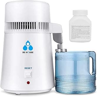 DC HOUSE 1 Gallon Water Distiller Machine, 750W 4L Pure Distilled Water Maker Machine for Home Countertop Table Desktop, Drinking Purifier for Home Kitchen CPAP Hmidifiers with Pastic Container