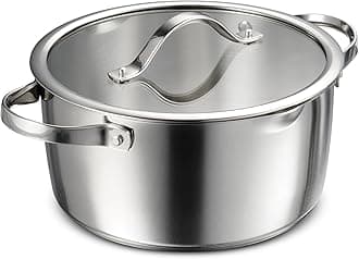 Tramontina Tempo Tri-Ply Base Stainless Steel 5-Quart Dutch Oven Pot with Glass Lid, Induction-Ready, Oven-Safe, Dishwasher-Safe
