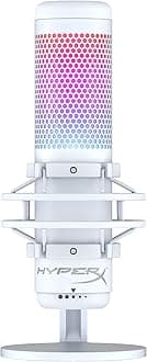 HyperX QuadCast S – RGB USB Condenser Microphone for PC, PS5, Mac, Anti-Vibration Shock Mount, 4 Polar Patterns, Pop Filter, Gain Control, Gaming, Streaming, Podcasts, Twitch, YouTube, Discord – White