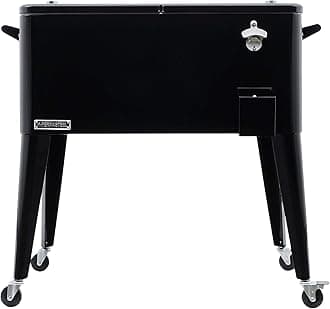 Permasteel PS-A203-BK 80 Quart Portable Rolling Patio Cooler, Black