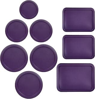 Replacement Lids for Pyrex Glass Food Storage Containers Rectangular (1) 1-Cup (2) 2-Cup (2) 4-Cup (1) 7-Cup (2) 3-Cup (1) 6-Cup Round Rectangle (Purple)