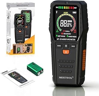 Pinless Moisture Meter Wood Moisture Meter for Lumber Moisture Detector for Firewood Non-Destructive Moisture Reader with Backlit Screen suitable for Building Materials (MT28C)