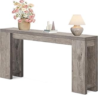 70.9-Inch Long Entryway Table, Farmhouse Sofa Console Table for Living Room, Entryway, Hallway, Grey