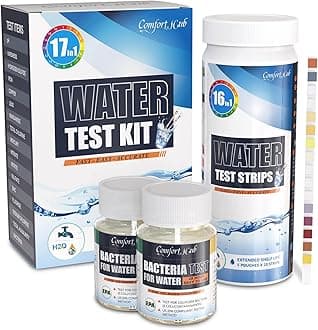 17 in 1 Water Testing Kits for Drinking Water - Water Test Kit - Tap Well Home Water Quality Test - 100 Strips + 2 Bacteria Tests - Easy Testing for pH Lead Hardness Iron Copper E.coli and More!