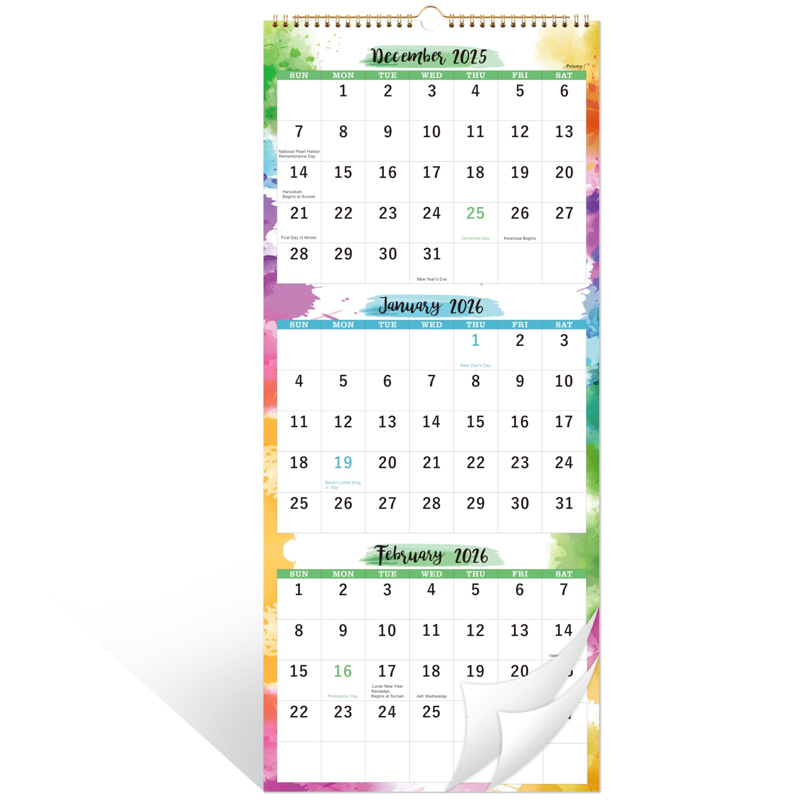 2021 CALEDAR - 3か月水彩カレンダー