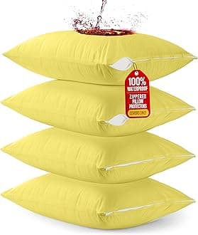 Utopia Bedding 4 Pack Waterproof Pillow Protectors with Zipper King Size (Yellow), Bed Bug and Dust Mite Proof Pillow case Covers, Moisture Wicking Pillow Encasements 20 x 38 Inches