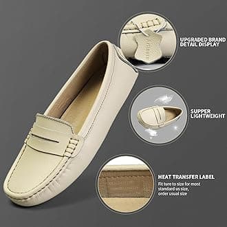 Artisure Women's Classic Comfort Leather Penny Loafers Casual Slip-Ons Lightweight Walking Flats Driving Mocs Boat Shoes