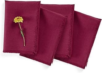 Solino Home Linen Fringe Cloth Napkins – 20 x 20 Inch Dinner Napkins Set of 4 – 100% Pure Linen Beet Napkins – Washable Fabric Napkins for Winter, Valentine's Day, Indoor, Outdoor