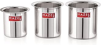 HAZEL Steel Milk Pot Set of 3 | 0.9 litres to 1.5 litres Stainless Steel Milk Boiler Container | Milk Boiling Vessel Gunj for Kitchen, 3 Pc Set