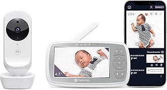 Motorola Baby Monitor VM44 - WiFi Video Baby Monitor with Camera 4.3" HD Screen - Connects to Nursery App, 1000ft Long Range, Two-Way Audio, Remote Pan-Tilt-Zoom, Room Temp, Lullabies, Night Vision