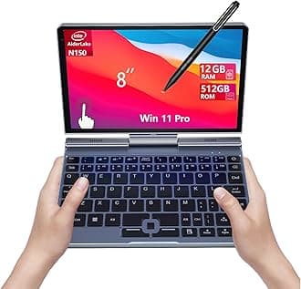 KOOFORWAY 8 Inch 2-in-1 Mini Laptop,HD Rotatable Touch Screen Support Handwriting Win 11 Pro Small Laptop, N150,12GB RAM, 512GB SSD,Wi-Fi 6, BT 5.2,2 MP Camera,G-Sensor,HDMI,Type C Ultra Pocket PC