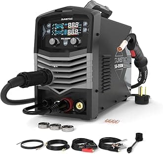 MIG Welder, 200A 110V/220V MIG/Flux Core/Spool Gun/Lift TIG/Stick 5 in 1 Aluminum MIG Welding Machine, IGBT Inverter Synergic Control, Digital Screen Display, Over Loading Protection