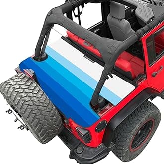 Shadeidea Wrangler JK Tonneau Cover for Jeep JKU Rear Trunk Cover Vinyl Tailgate Cargo Cover (Blue/White Gradient) Robicon Sahara Sport S 4 Door (2007-2018) - 3 Year Warranty