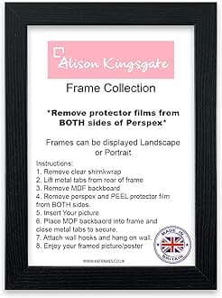 Modern 8x10 Photo Frame Black with Safe Perspex Front & Wall Hanging Hooks - Use As 10x8 Picture Frames - Wooden 8 x 10 Frame (10" x 8" (25.4 x 20.3cm), Black)