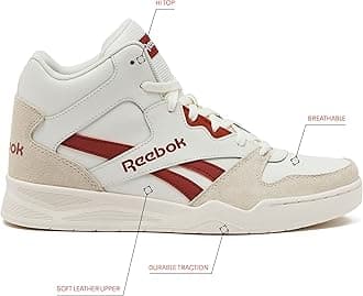 Reebok Royal Bb4500 Hi2 High Top Sneakers for Men, Chalk/Vintage Chalk/Hoop Red, 10 UK