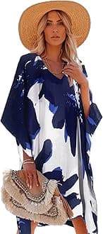 Women's Swimsuit Cover up Beach Kaftan for Bathing Suit with Floral Pattern