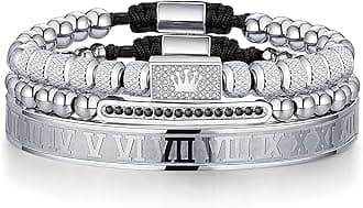 3PCS Stainless Steel Bracelets for Men Gold Roman Numeral Bangle Bracelet Twisted Cable Bracelet Adjustable Cuff Bracelet Mens Luxury Jewelry Bracelets Gifts