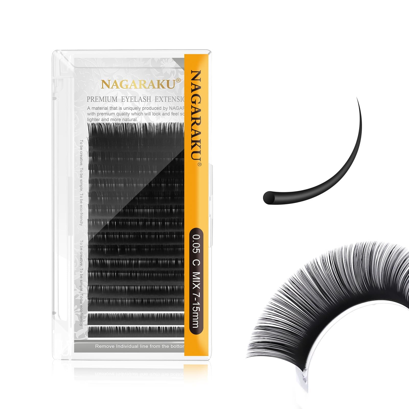 Eyelash Extensions Classic J B C D N LC LD L DD CC LB Curl 0.03-0.20 Thickness 5-17mm, Matte Black Individual Lashes Professional Supplies for Lash Techs (0.05-C 7-15mm Mix)