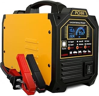 12V 24V Car Battery Charger Heavy Duty, 0-15A Automatic Battery Maintainer, Smart Trickle Charger for Automotive Car Truck Motorcycle RV AGM and lead acid batteries Deep Cycle