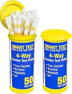 4-Way Swimming Pool & Spa Test Strips, 100 Count Total, Easy-to-Read Results, Fast, Accurate Chlorine, Bromine, Alkalinity & pH Testing for Pools, Spas & Hot Tubs, Made in the USA