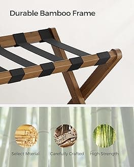 SONGMICS Luggage Rack Walnut URLR007D02