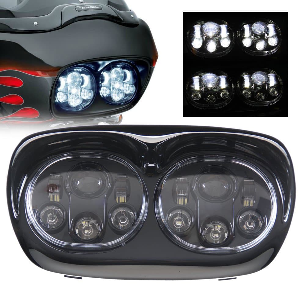 SUNPIE 5-3/4" Black Motorcycle Projector Dual Head light Compatible with H_arley Motorcycles Compatible with Road Glide 2004~2013