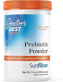Doctor's BESTPrebiotic Fiber Powder with Sunfiber, Supports Healthy Digestion & Regularity, Non-GMO, Gluten Free, Soy Free, Vegan, Unflavored, Non-Gritty, Easy Dissolve Net Wt. 7.4 oz (210 Grams)