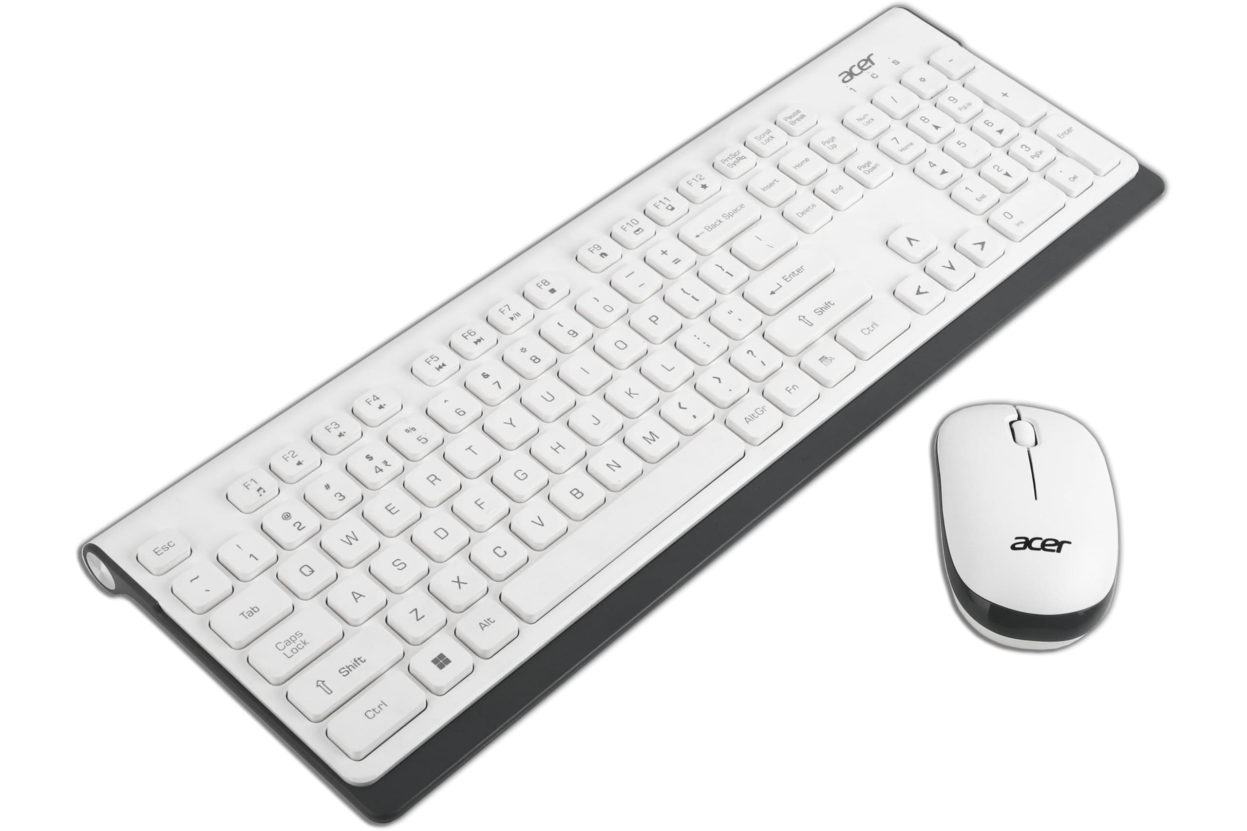 Wireless Keyboard & Mouse Combo with Attractive Durable Design, 2.4GHz Nano Receiver, 10m Range, Indian Rupee Key Code, 1600 DPI, 10M Keystrokes Life for Microsoft Windows and Mac OS (White/Grey)