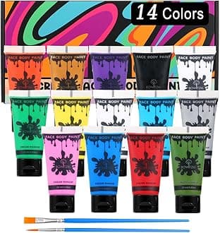 Bowitzki 14 Colors Face Body Paint Set Cream Makeup 20ml Water Based Face Painting Special Effects For Adults Halloween Christmas Party Stage Cosplay 0.7OZ Each