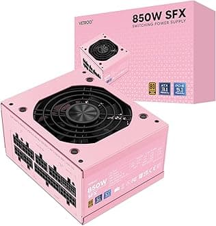 Vetroo 850W SFX Power Supply ATX 3.1 & PCIE 5.1 Ready, 80 Plus Gold Certificate Fully Modular, 90mm FDB Fan for Low-Noise Operation, SFX-to-ATX Bracket, 10-Year Warranty - Pink
