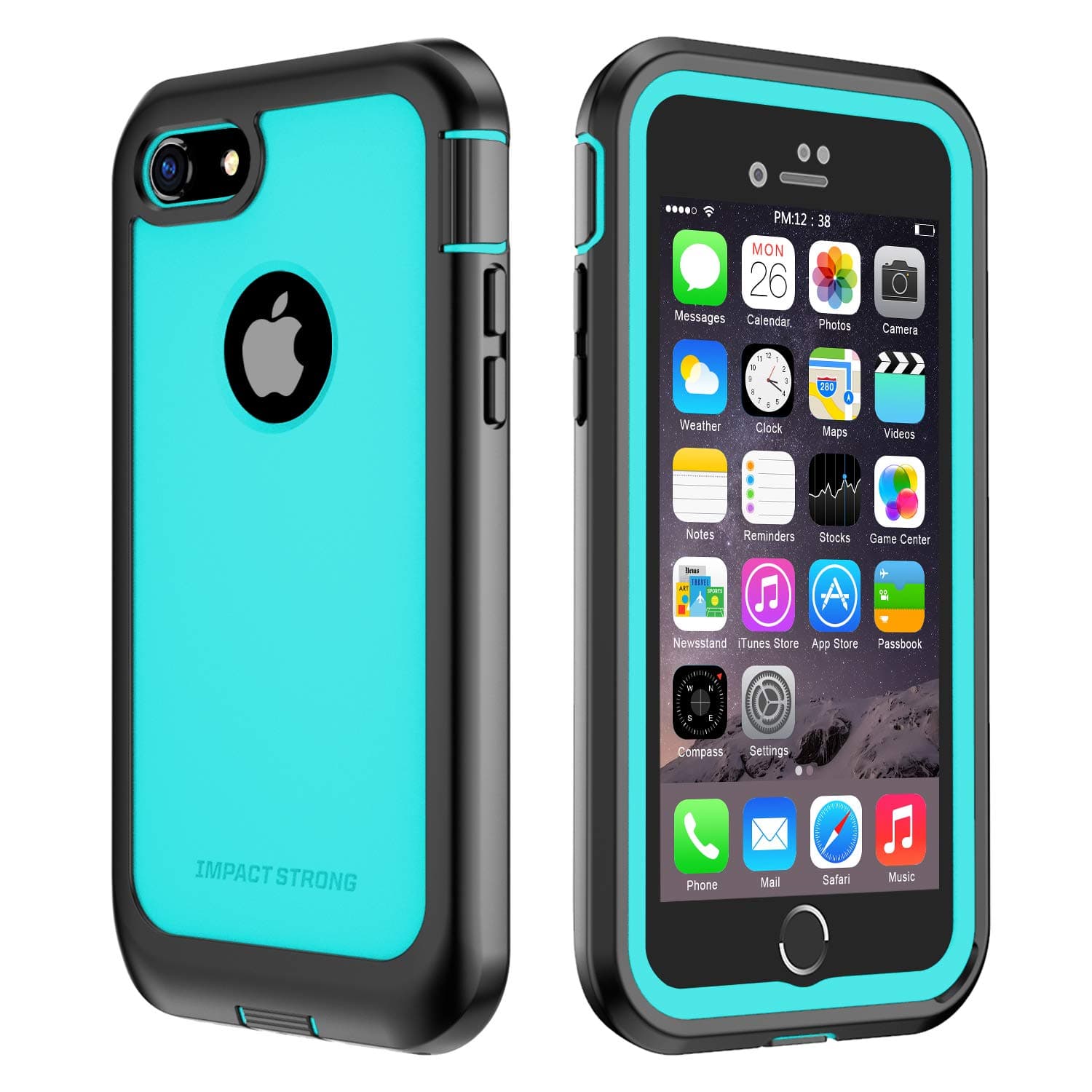 ImpactStrong for iPhone 7/8 Case, Ultra Protective Case with Built-in Clear Screen Protector Full Body Cover (Ocean Blue)