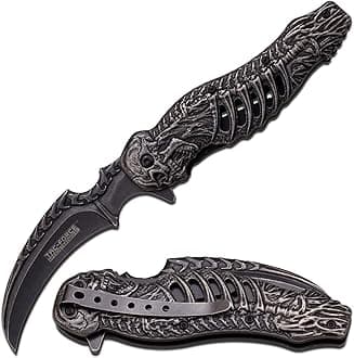 Tac-Force- Folding Pocket Knife – Stonewashed Finish Stainless Steel Blade and Handle w/Sculpted Skeleton Design, Pocket Clip, Tactical, EDC, Rescue - TF-857