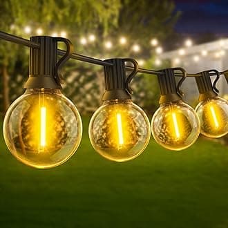 Outdoor Festoon Lights Mains Powered 45M/150FT, Garden Lights Outdoor String Lights with Shatterproof G40 Bulbs for Patio, Backyard, Garden, Party, Wedding Warm White