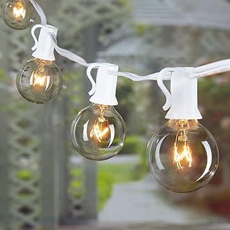 Outdoor Patio String Lights 100Feet G40 Backyard Lights with 104(4 Spare) 5W Edison Bulbs, Waterproof Hanging Lights for Balcony Porch Bistro Party Decor, C7 E12 Socket, Not connectable