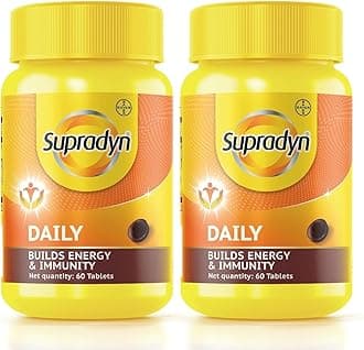 Supra.dy'n Daily Multivitamin Tablets with 12 Vitamins, 5 Trace Elements for Daily Immunity & Energy for Men & Women - 60 Tablets x Pack of 2