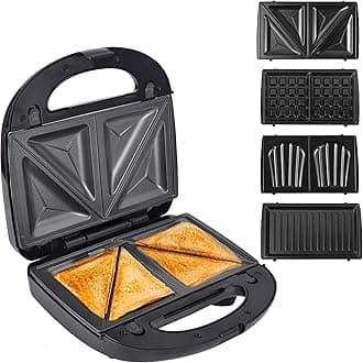 Belaco Sandwich Maker 4 in 1 Sandwich Toaster panini maker Machine Non-Stick Easy Clean triangle waffle maker and shell detachable plate Non-Stick Coating Plate skid resistant feet