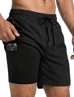 Men's Swimming Trunks with Compression Lining, 5" Inseam, Quick Dry Swim Shorts, Men's Swim Trunks, Board Shorts with Pockets