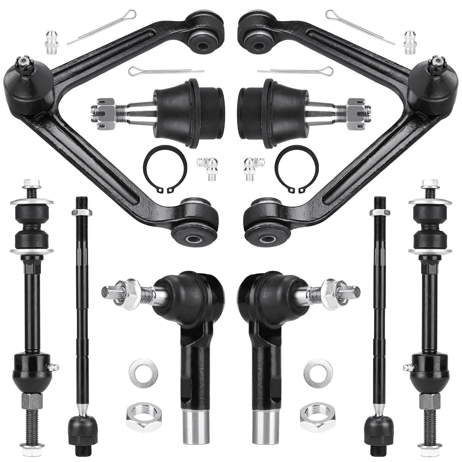 10PCS K7424 Front Upper Control Arm w/Ball Joint for Dodge Ram 1500 2002-2005 2WD RWD Tie Rod End Sway Bar Link Suspension Kit, ES3538 EV407 K7400 K7411